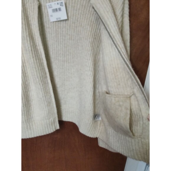 NWT American Eagle sz M cream full zip sweater cardigan w/ pockets long sleeves - Picture 8 of 11
